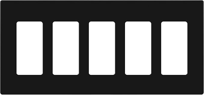 TG Screwless Decorator Wall Plates Child Safe Outlet Covers, Size 5-Gang 4.68" H x 10.14" L, Unbreakable Polycarbonate Thermoplastic, UL Listed, Glossy, Black (1 Pack)