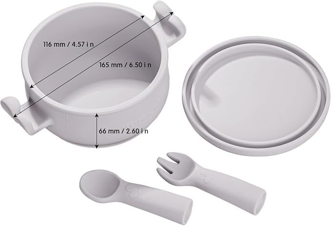 Dommy Baby Suction Bowl Silicone Suction Bowl with Spoon and Fork Baby Bowl with Suction BPA-FREE
