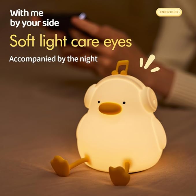 ATSUI Night Light for Kids, Squishy Duck Design, 3 Level Dimmable, Silicone Construction