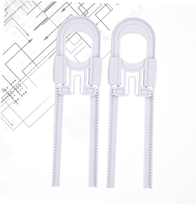 Hemoton 2pack U-shaped Childproof Cabinet Locks Safety Latches for Kitchen Knobs Handles Easy to Install Safety Locks White