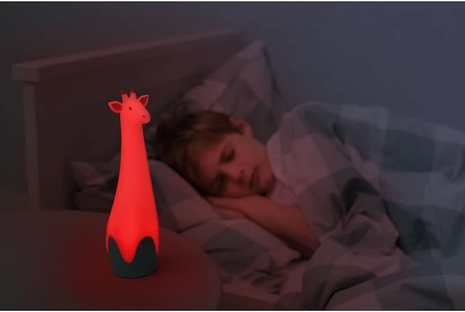 Zazu Kids Nightlight Torch Lamp Giraffe Toy - Grey Flashlight and Bedside Light, Cordless, Multiple LED Color Options, Auto Shut-Off - Gina The Giraffe