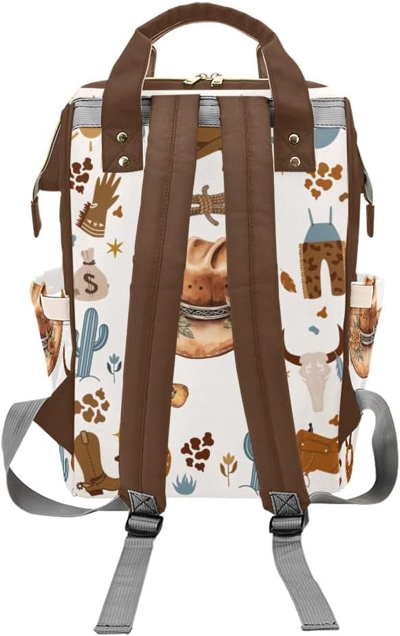 Personalized Diaper Backpack Western Wild West Hats Multi Function Diaper Bag Travel Daypack Nursing Nappy Changing Bag Shower Gift