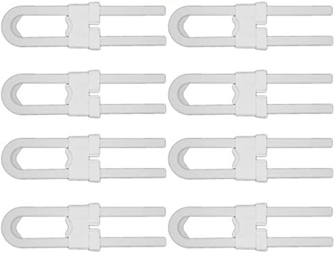 Child Proof Sliding Cabinet Lock - Baby Safety U Shaped Latch for Cupboard Doors Knobs and Handles (8 Pack)