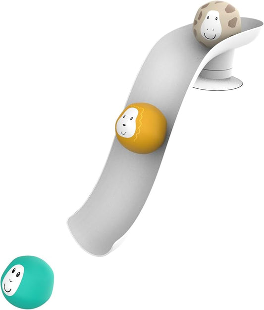 Matchstick Monkey Bath Time Slide Set – Baby Bath Toy, Sensory Learning, Easy-to-Grip Animal Rocks, Encourages Motor Skills & Water Play, BPA-Free, 12 Months+, White