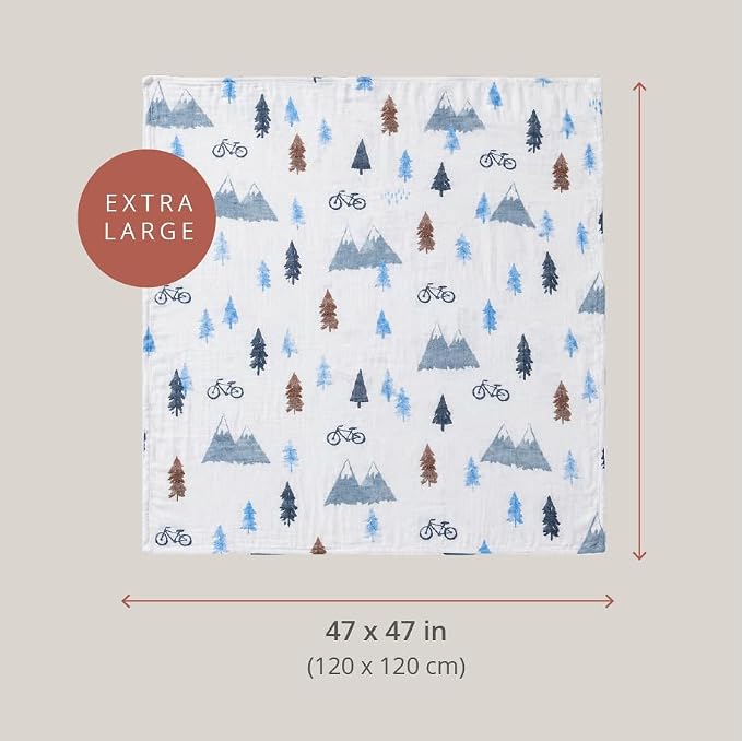 Lulujo Baby 100% Cotton Muslin Swaddle Blanket, 47 x 47-Inches, Mountain Top