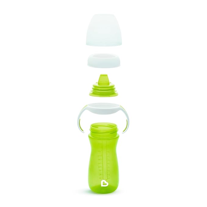 Munchkin Gentle Transition Sippy Cup with Trainer Handles, 10 Ounce, 2 Pack, Blue/Green | Gentle, Transition, with Trainer Handles