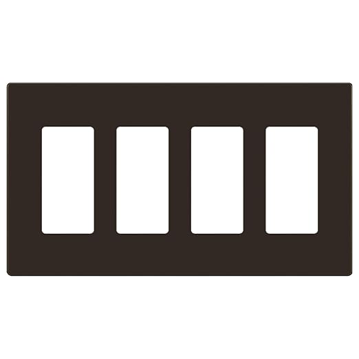 ENERLITES Screwless Decorator Wall Plate Child Safe Outlet Cover, Size 4-Gang 4.68" H x 8.30" L, Unbreakable Polycarbonate Thermoplastic, SI8834-BR, Glossy, Brown