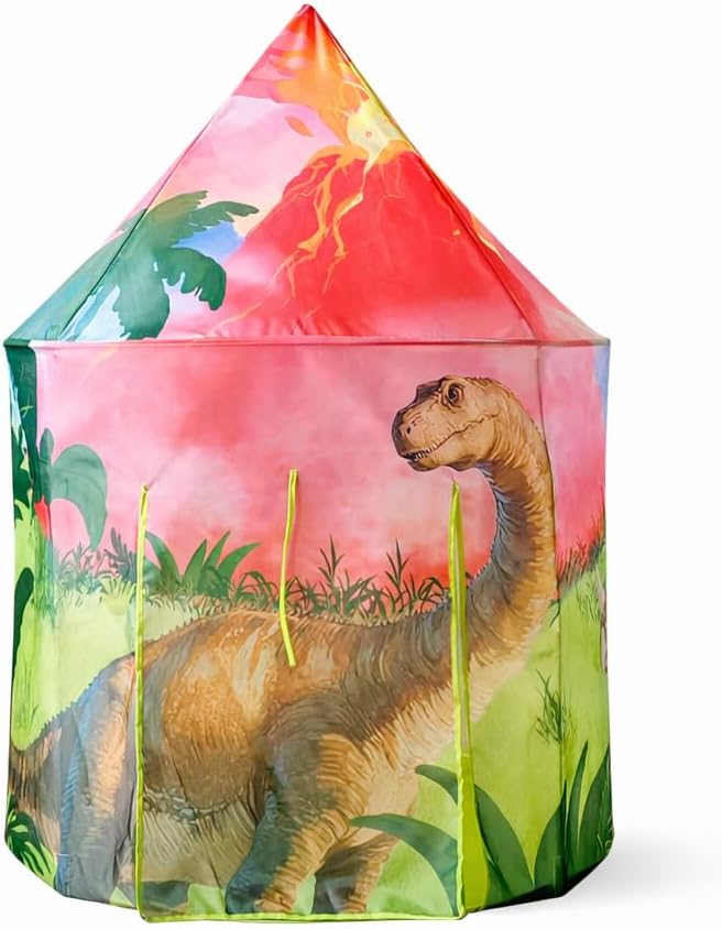 Jurassic Dinosaur Play Tent for Kids and Pets Easy-Assembly Dino Playhouse with Breathable Window, Indoor/Outdoor Imaginative Play Tent with Carry Bag, for Ages 3+ Boys, Dogs House Cat House