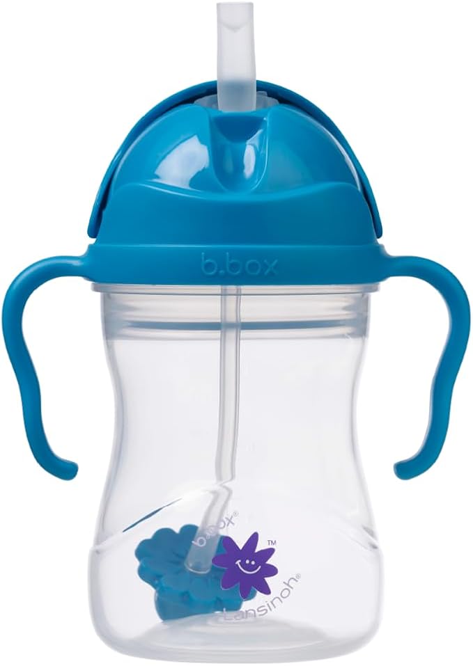 Lansinoh b.box Weighted Straw Sippy Cup for Babies 6 Months+ | Leak?‘Proof, BPA?‘Free, 8 oz Toddler Cup | Drink From Any Angle | Easy Grip, Dishwasher Safe | Cobalt
