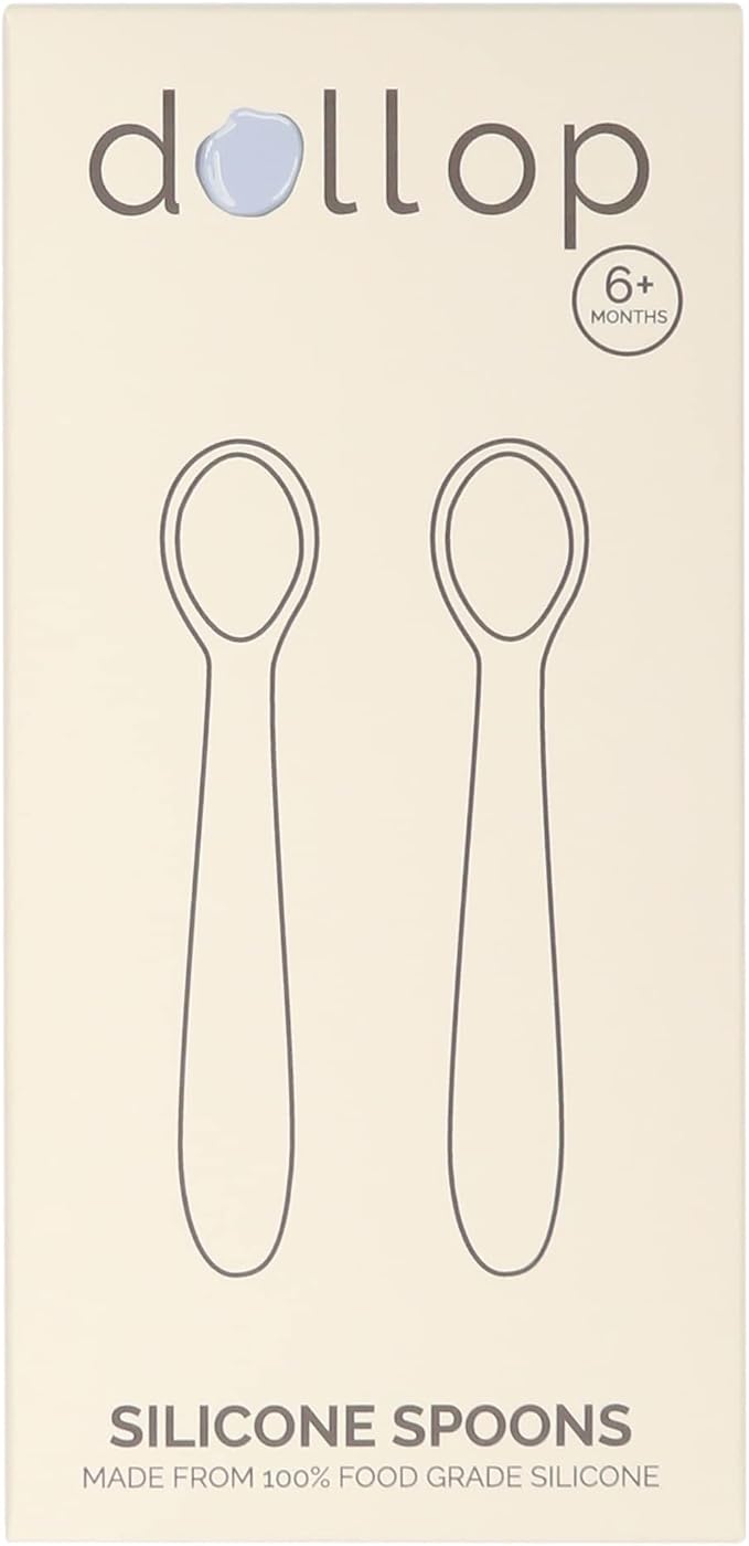 dollop Silicone Baby Feeding Spoon | 2 pack | BPA Free | Dishwasher Safe (Dusty Rose)