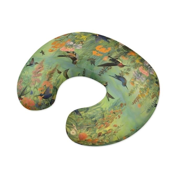 Bird Flower Baby Nursing Pillow Cover for Breastfeeding Moms, Breathable Neutral Breastfeeding Pillow Cover for Bottle Feeding (22"x18"x6")