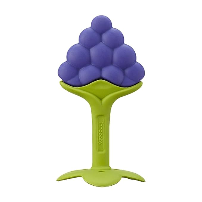 Award Winning Original Teethin??Smart EZ Grip Fruit Teether by Innobaby - Sore Gum Relief for Front Teeth & Molars with BPA Free Teether Sensory Toy for Babies & Toddlers - Apple/Grape/Berry