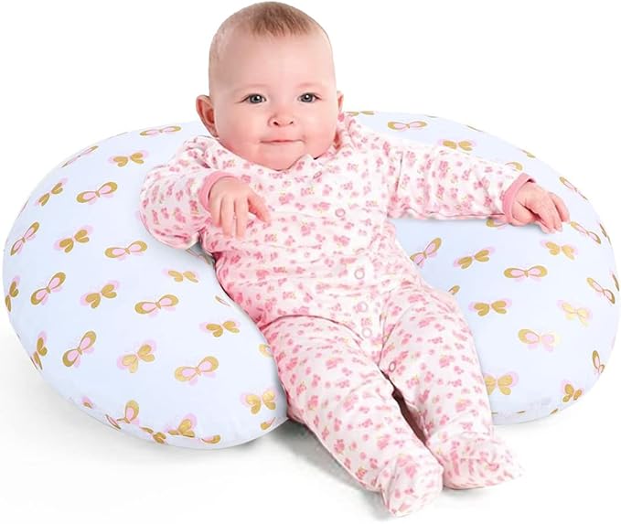 Little Grape Land Nursing Pillow, Breastfeeding Pillows for Mom with Removable Cover and Breathable Filling, Feeding Support Pillow for 0-16 Months, Multifunctional Support Cushion, Butterfly