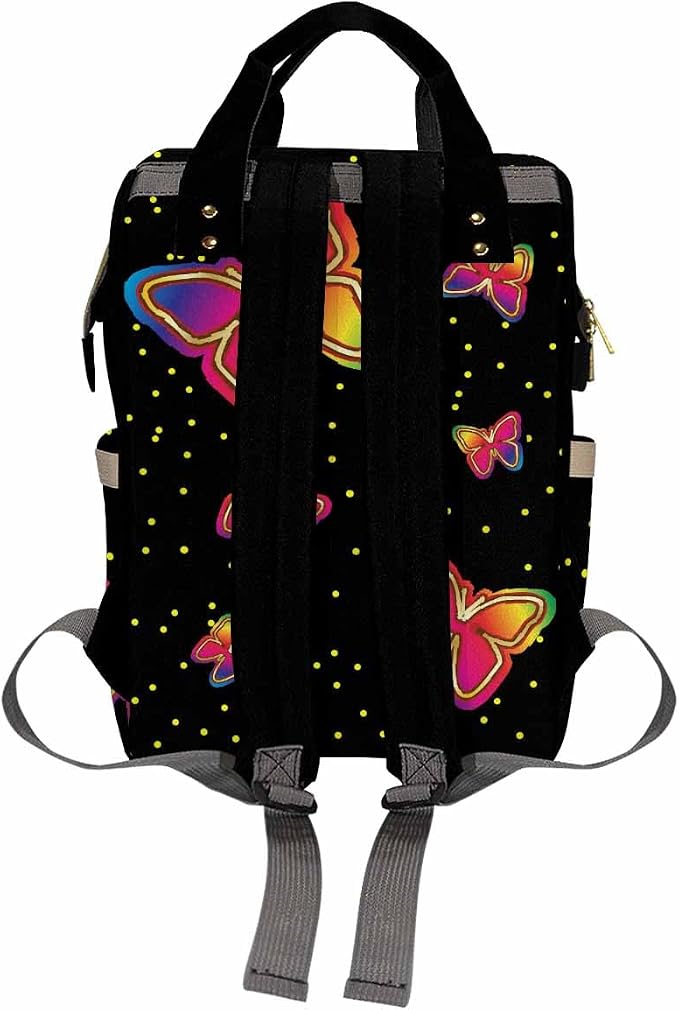 Customized Diaper Backpack Handbag Handbag Cute American Women Expandable Princess All-In-One Bags Custom Bag Personalized Mummy Nursing Baby Bags, Rainbow Butterflies