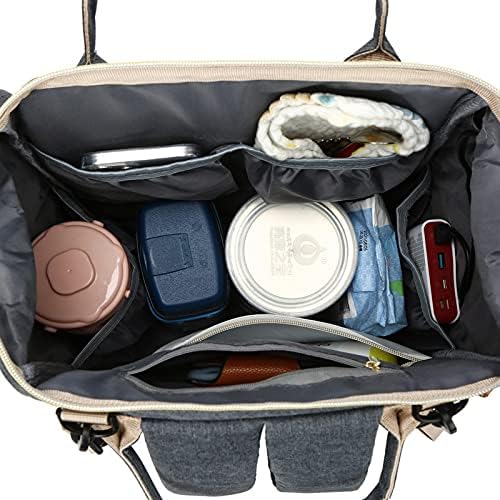 Diaper Bag Backpack, Multifunctional Travel Baby Bag with Changing Pad, Insulated Bottle Holders, Pacifier Case & Stroller Straps, Large Capacity Water Resistant, Unisex (Light Gary)