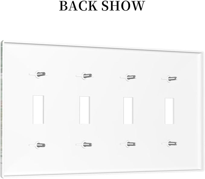 Tropical Leves Safari Animals Giraffe Elephant Zoo Light Switch Covers Quad Toggle Electrical Faceplate 4 Gang Wall Plate Decorative Switch Plates Cover for Kids Room Nursery Decor