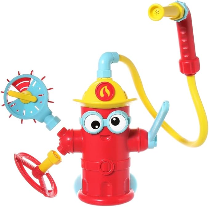 Yookidoo Baby Bath Toddler Toys (Ages 3+) - Ready Freddy Spray ?˜N??Sprinkle Fire Hydrant Bathtime Toy - Includes Hose, Spray Nozzle, Wheel, & Water Gauge - Attach to Any Bath Tub or Shower - Mold Free