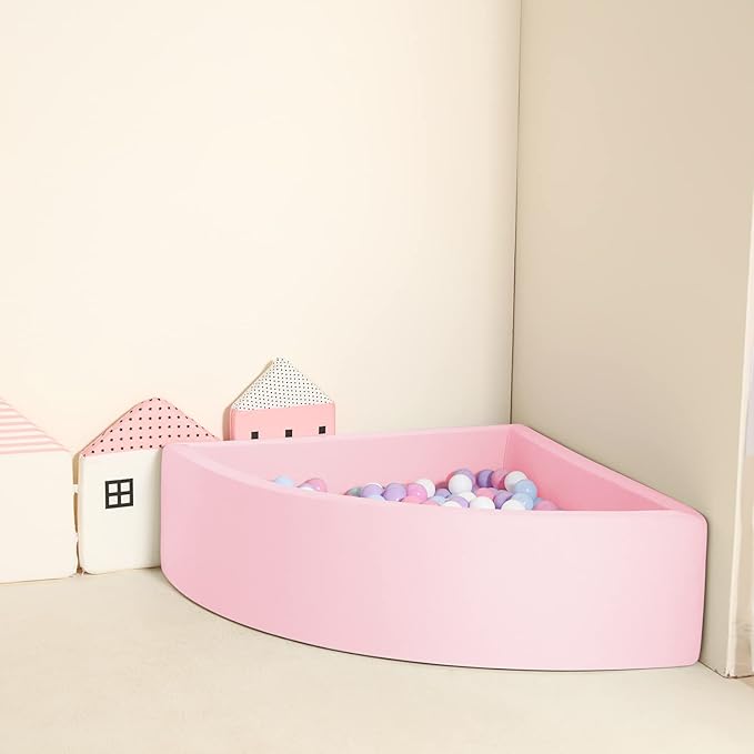 TRENDBOX Ball Pit Memory Foam Pit Soft Pool Fan-Shape Soft Equipment for Toddlers Kids - Light Pink (Balls NOT Included)
