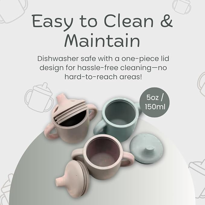 KIDSco. Silicone Sippy Cups (2 Pack) ??Soft Spout & Easy Grip Handles for Babies 6+ months, Plastic Free, Toxic Free Silicone, Leak-Resistant, Dishwasher Safe (Checkers)