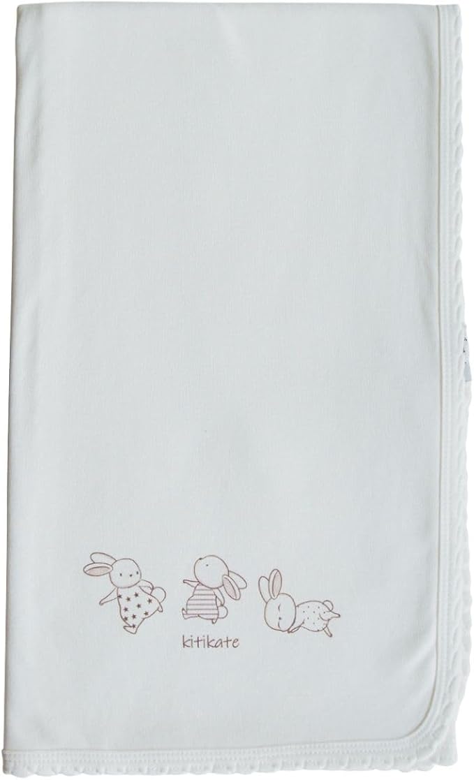 Kitikate Organic Cotton Baby Blanket, Two-Ply Double Layer, Soft & Breathable, 31.5 x 35.4 Inches (Ecru)