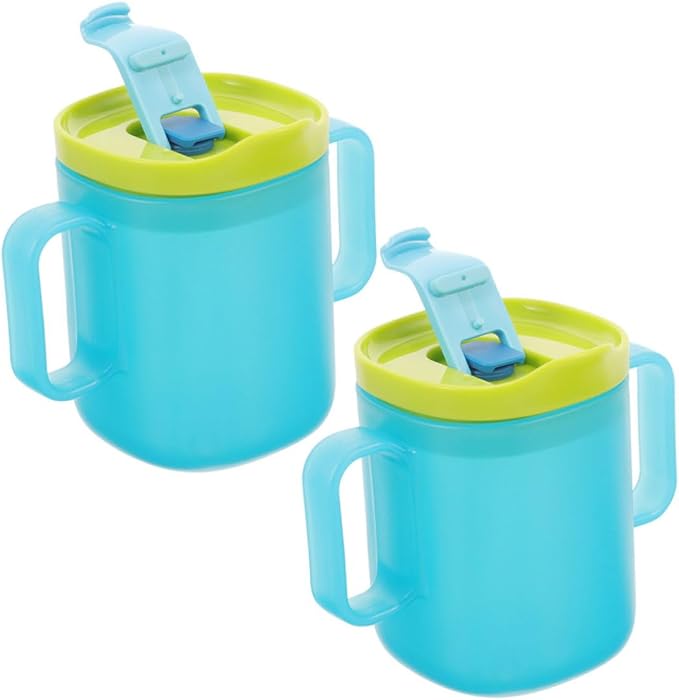 Holibanna 2pcs Training Cup Safe Drinking Cup with Straw Double Handle Design for Elderly Convenient Capacity for Home and Travel