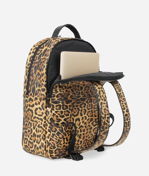 FAWN DESIGN Diaper Bag Backpack with Changing Pad, Faux Leather Leopard Backpack Diaper Bag with 4 Interior and 2 Exterior Pockets, Padded and Adjustable Straps for All Day Comfort, 15.5x11x5 inches