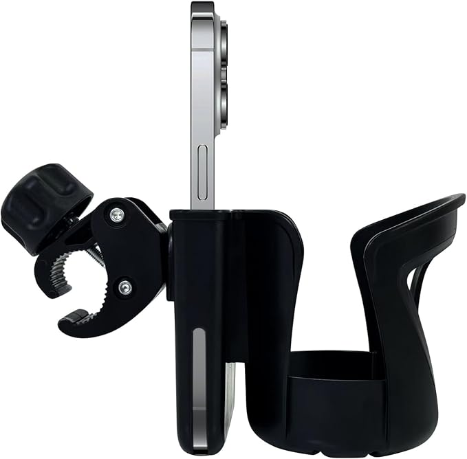 Bike Cup Holder, 2-in-1 Stroller Phone Holder, Bike Water Bottle Holders, Universal Stroller Cup Holder for Kids Adults, Stroller Drink Holder, Uppababy Nuna Doona Cup Holder for Stroller