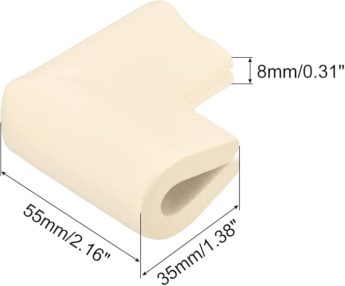 uxcell Corner Guards Edge Protectors, 12Pack U Foam Safety Bumper W Self-Adhesive Tape Furniture Corner Table Edge Guard, 2.16"x1.38"x0.315", Beige