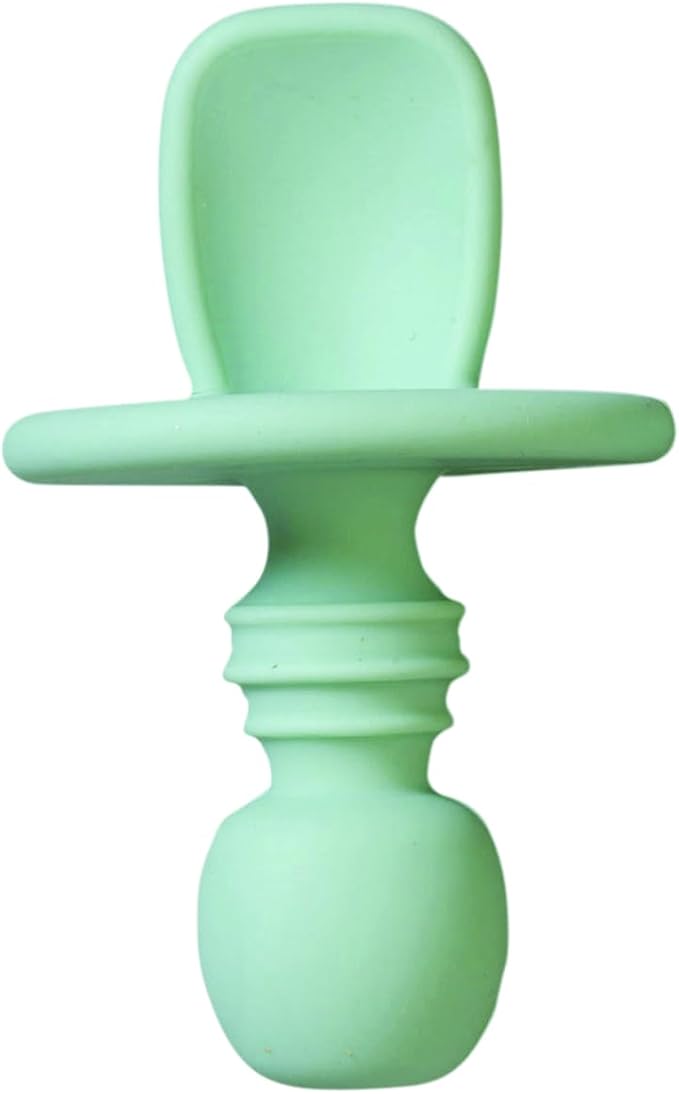 SARO “Nordic” Training Utensil Set: Silicone Ergonomic Spoon & Fork for Baby-Led Weaning & Self-Feeding (Hunter Mint)