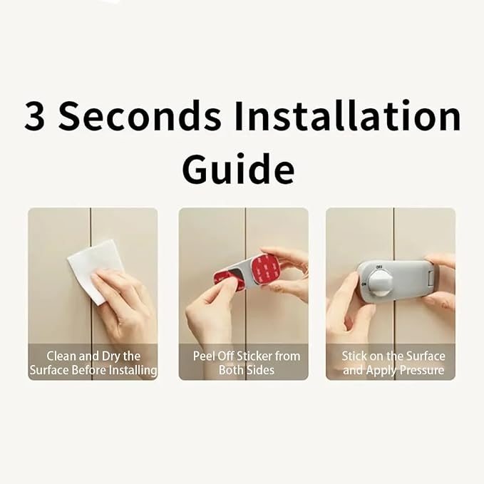 Baby Safety Cabinet Locks 4Pack – Multi-Use Child Proof Latch for Fridge, Oven, Drawer & Bathroom Cupboards, Strong 3M Stick-On Design, No Screws Kitchen Safety Locks (White)