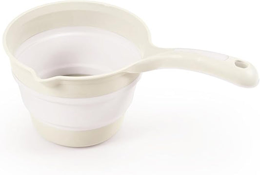 DOLU Foldable Bath Ladle for Compact Toddler Wash Tub, Portable and Space Saving Design Ideal for Ages 6 Months and Older, Relax Beige