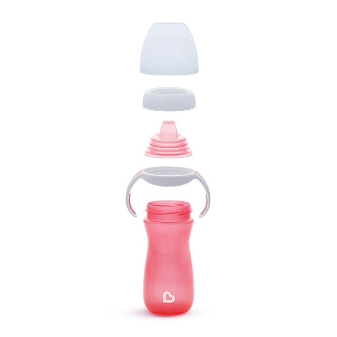 Munchkin Gentle Transition Baby Sippy Cup, Baby's First Sippy - Helps Babies & Toddlers Transitioning from Bottles to Cups, Spill Proof, 9 Months & Up, 10 Ounce, Pink