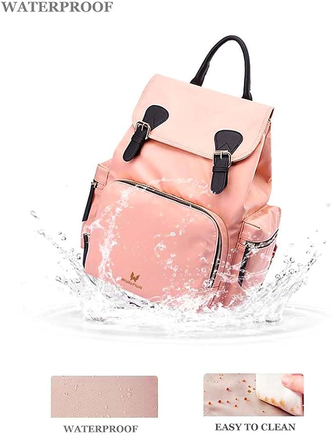 Quality Diaper Bag Backpack - Multi-Function Travel Backpack with Stroller Strap - Large Capacity, Stylish & Lightweight - Baby Nappy Bag for Baby Girl & Boy (Pink)