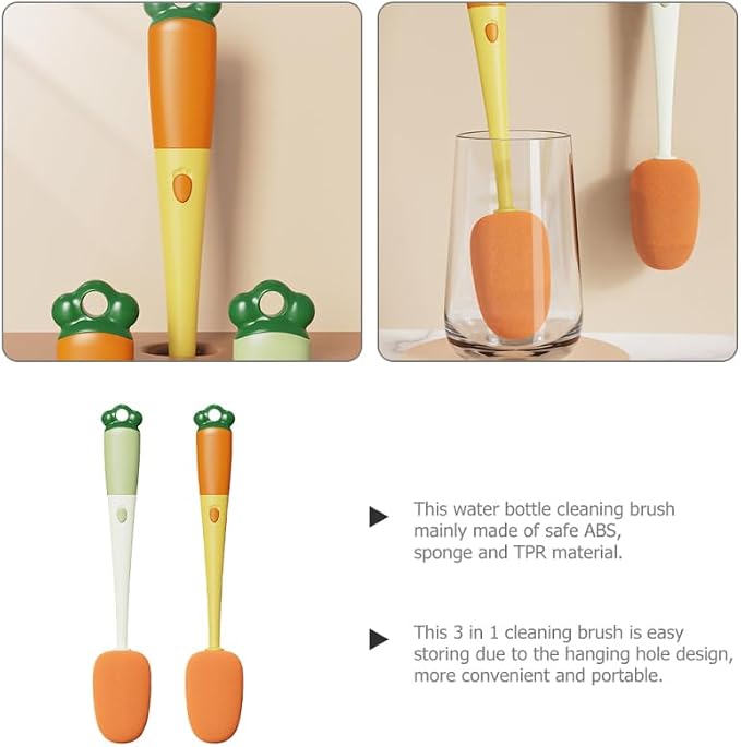 2Pcs Cleaning Brush for Water Bottles Bottle Cleaning Brush for Stain Removal Suitable for Glass Cups