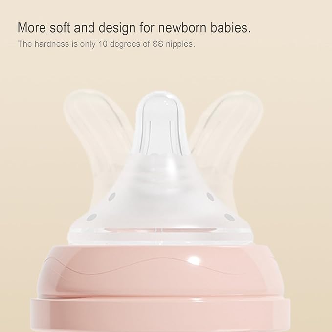 Gulicola Natural Glass Baby Bottles Set 4 Pack, Newborn Boy Breastfeeding Bottles with Slow Flow Nipples, 0 Months+, 3 oz & 5 oz - Black/White