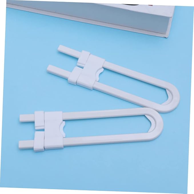 MERRYHAPY 4packs Boy Girl Safety Cabinet Latches No Drill U-shaped Lock Door Latch Lock
