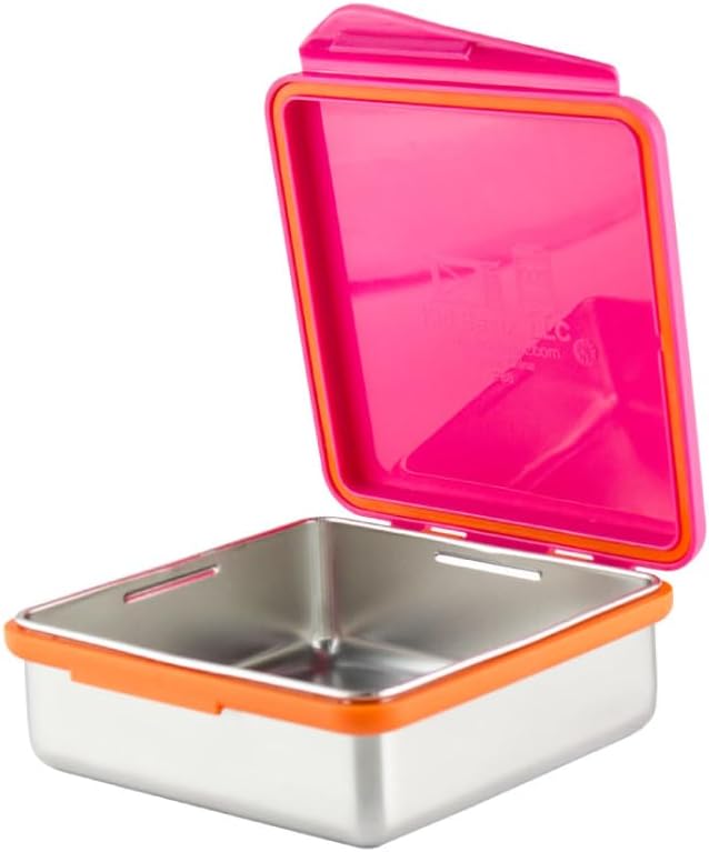 New Wave Enviro Safe Snacker, Stainless Steel Food Container, BPA Free, Stackable and Cabinet Friendly, Pink, Large Size, 23oz. Capacity