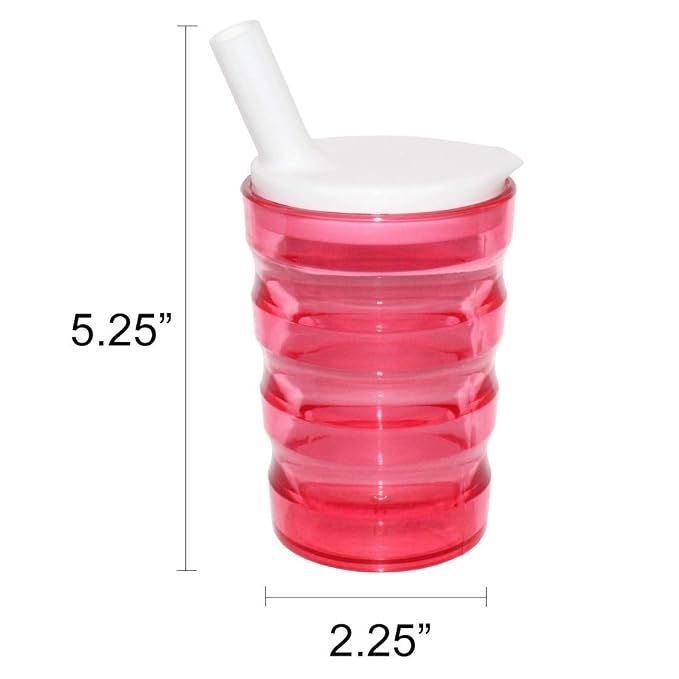 Rehabilitation Advantage 8oz Long Spout Feeding Cup, Red, Set of 2