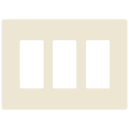 ENERLITES Screwless Decorator Wall Plates Child Safe Outlet Covers, Gloss Finish, Medium Size 3-Gang 4.88" H x 6.77" L, Unbreakable Polycarbonate Thermoplastic, SI8833M-LA, Light Almond