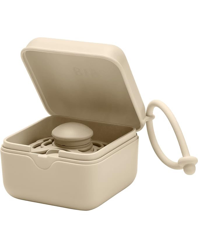 BIBS Pacifier Box with Loop for Storing & Carrying Soothers | 100% BPA Free Material | Designed & Made in Denmark | Vanilla
