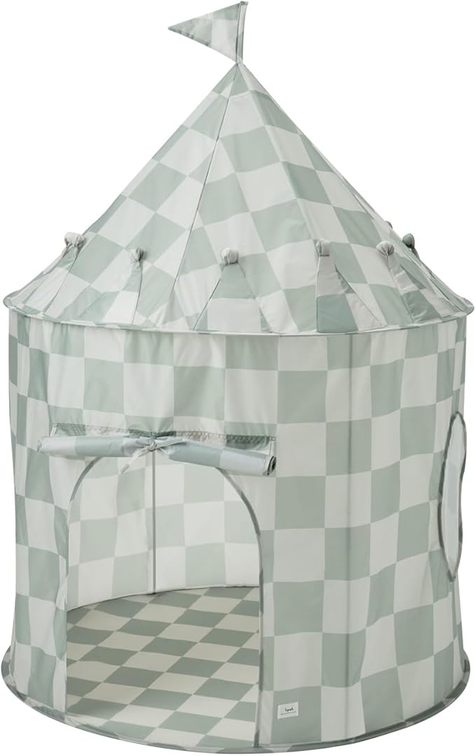 3 Sprouts Kids Play Tent - Sustainable Recycled Fabric ??Fun Spacious Childs Playhouse for Indoor Games for Boys & Girls - Durable Fort Pop Up House for Toddlers & Children Age 3-10 - Checkered Green