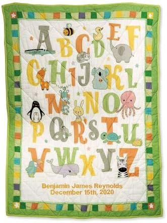 Lillian Vernon Personalized ABC Cotton Baby Quilt - 32"x42", Animal Quilt, New Baby Present