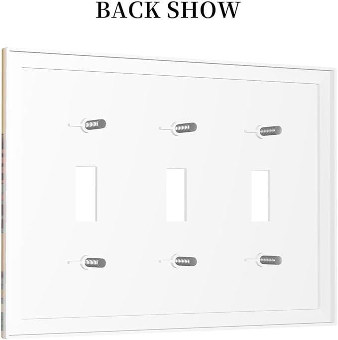 Boho Sun Rainbow Mushroom Hippie Vintage Floral Decorative Switch Plates 3 Gang Wall Plate Triple Toggle Light Switch Cover Faceplate Electrical Wall Panels for Kids Room Nursery Decor