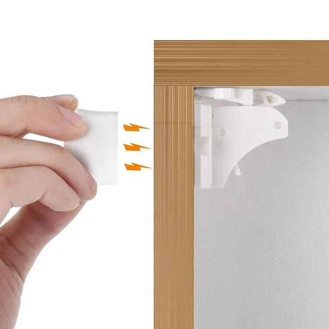 Little Lovlies™ Magnetic Child Safety Cabinet Locks – Easy Install, No-Drill, Strong 3M Adhesive, 4 Locks + 1 Key, Ideal for Cabinets, Drawers, and Furniture – White