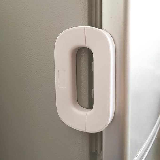 Self-Adhesive Fridge Lock Latch System, Fridge Lock, Refrigerator Lock for Kids, Multifunctional Anti-Pinch Cabinet Door Lock, for Prevent Protect Children Search The Refrigerators (White2Pcs)
