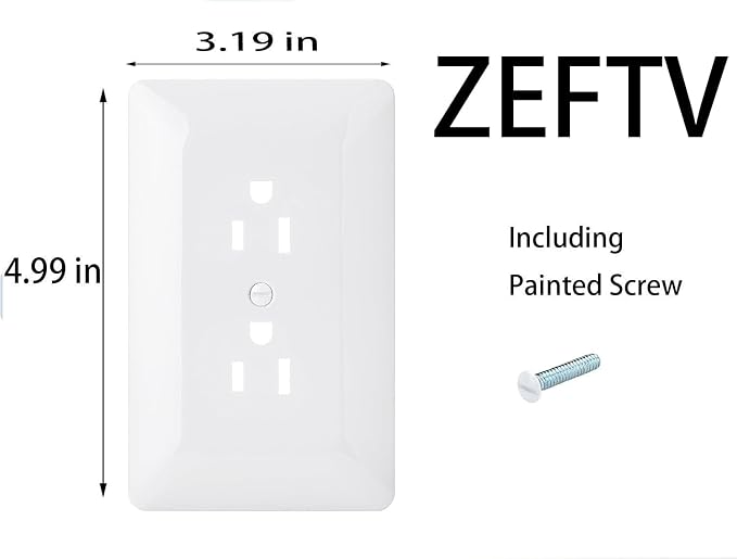 ZEFTV 20 Pack Duplex Outlet Covers Wall Plates 1-Gang Switch Outlet Electrical Cover Plate Unbreakable Thermoplastic Faceplate for Light Receptacle Outlet Switch, Glossy White