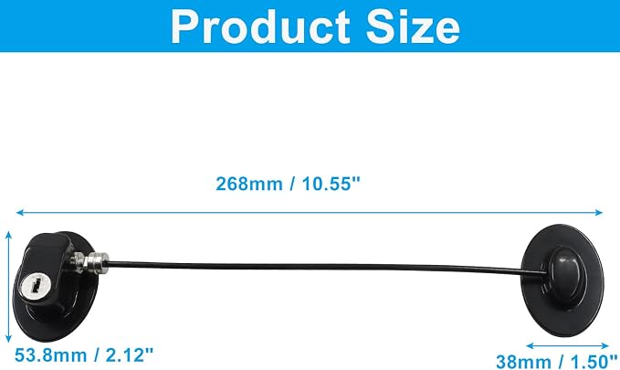 Refrigerator Lock, 2 Pack Child Safety Lock Set, ABS Plastic Construction with Strong Adhesive, Secure Fastening for Fridge, Cabinet, Drawer and Toilet Seat, Black