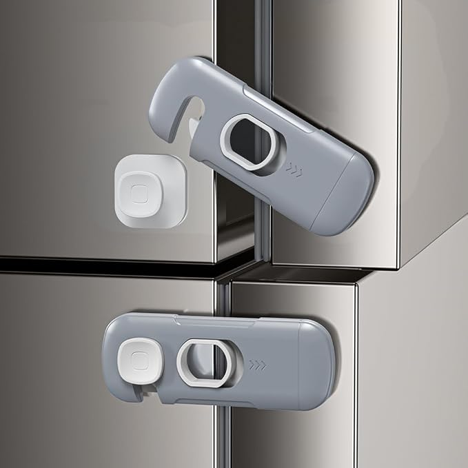 5Pack Child Proof Refrigerator Lock, Fridge Locks for Kids,with Adhesive,Child Safety Locks for Doors, RV Refrigerator, Oven Lock Child Safety Baby Cabinet Locks (Dark Gray, 5 Count (Pack of 1))