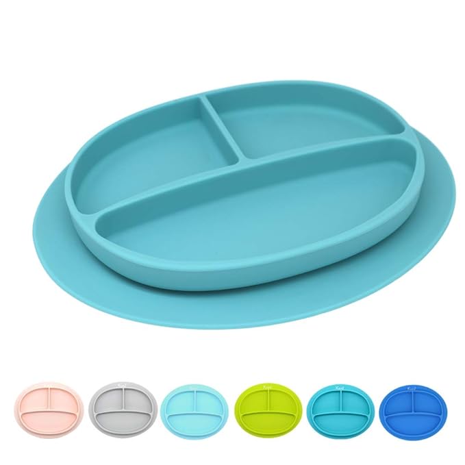 Silicone Suction Plate for Babies and Toddlers - Unbreakable, First Stage, Non-Toxic, BPA-Free, Turquoise