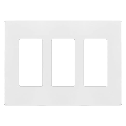 ENERLITES Screwless Decorator Wall Plate Child Safe Cover, Size 3-Gang 4.68" H x 6.53" L, Unbreakable Polycarbonate Thermoplastic, SI8833-W, Glossy, White